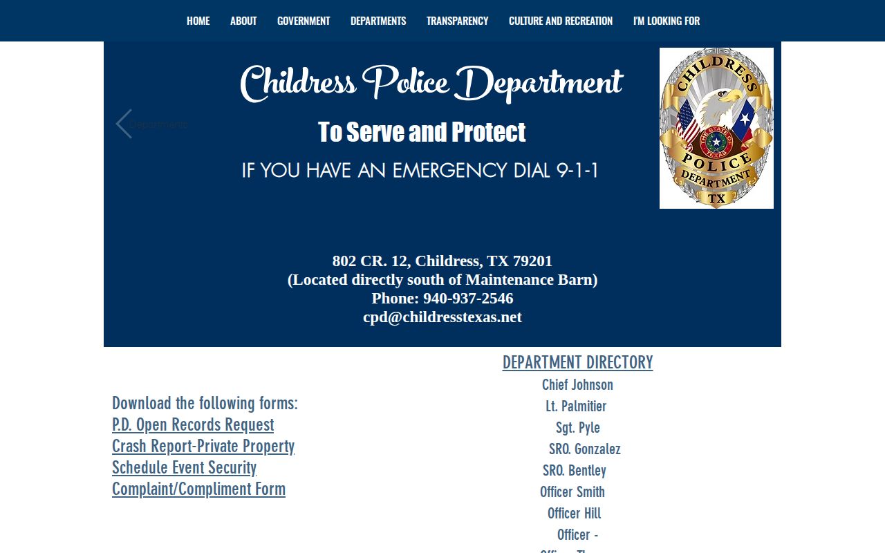 Childress Police Department receiving-agency release record source