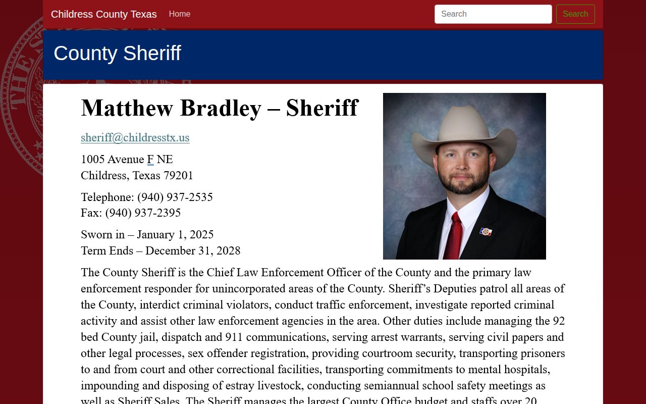 Childress County released mugshot request and Sheriff Connect source