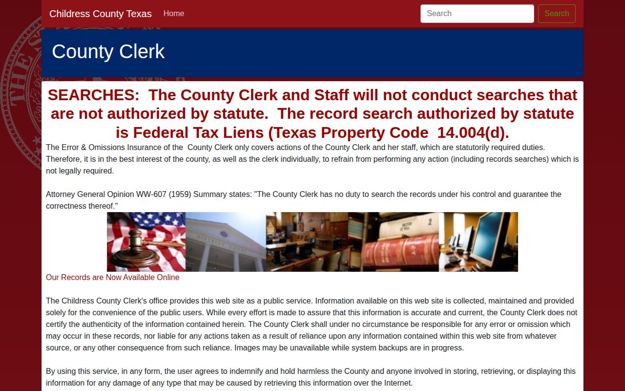 Childress County release record court search caveat