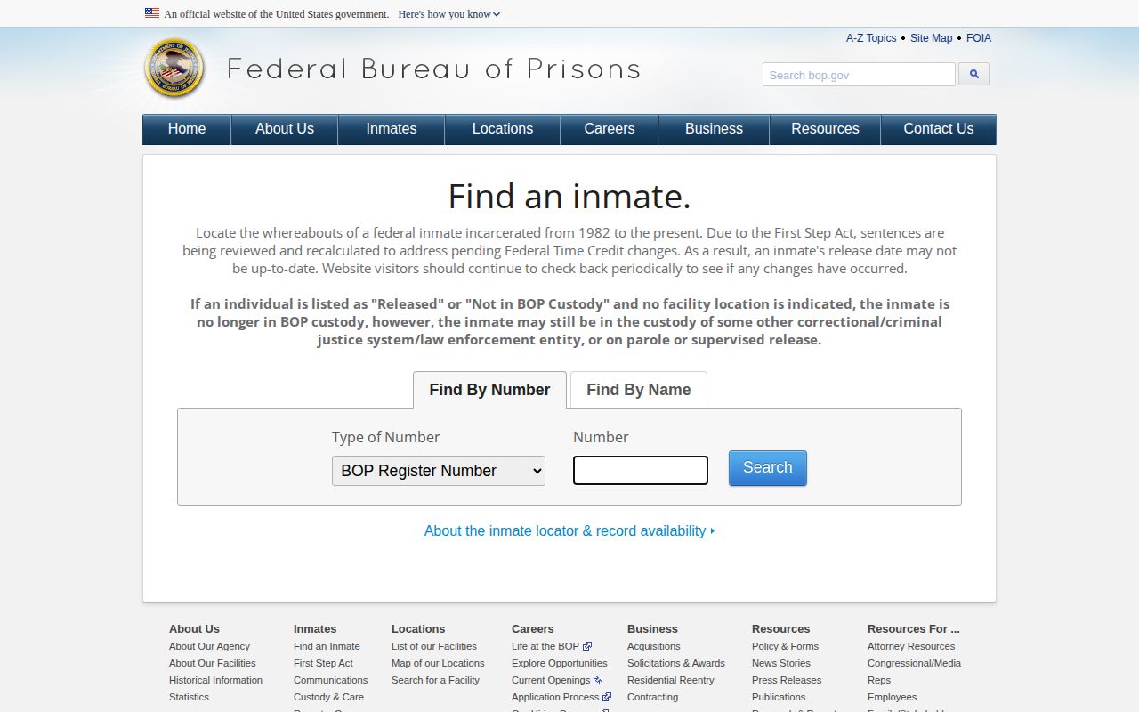 Childress County federal release BOP locator